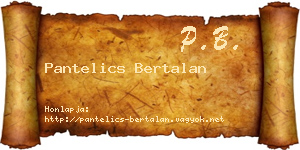 Pantelics Bertalan névjegykártya